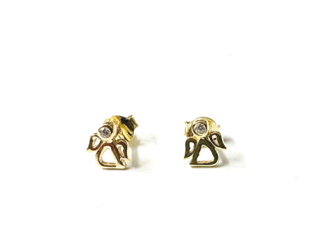 A Kids Angel Yellow Gold Plated Silver Earring