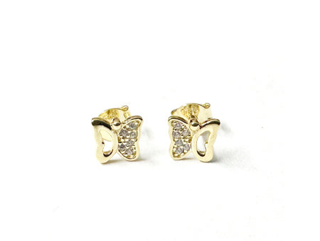 A Kids Yellow Gold Plated Silver Butterfly Necklace And Earrings Set.