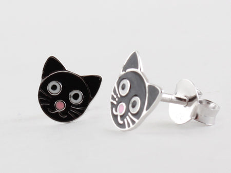 A Kids Cat Black Earring