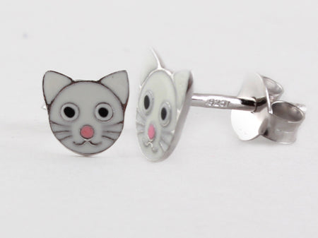 A Kids Cat White Earring