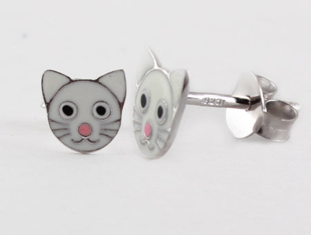 A Kids Cat White Earring