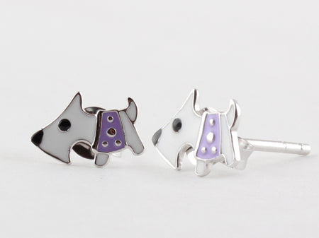 Silver Kids Dog Miniature Schnauzer Earring