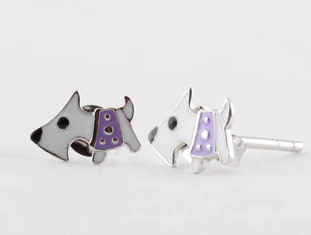 Silver Kids Dog Miniature Schnauzer Earring