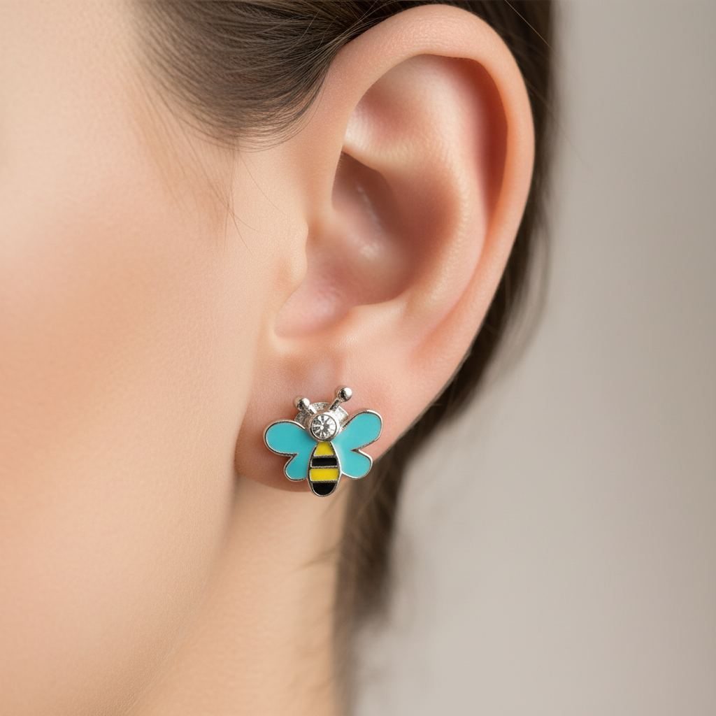 Silver Kids Bee Earring