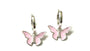 Pink Enamelled Silver Butterfly Huggies Earring
