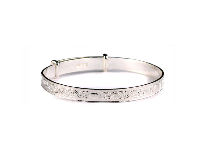 Kids Celtic Silver Expandable Bangle.