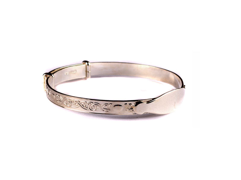Kids Silver Celtic Expandable Bangle with Disc.