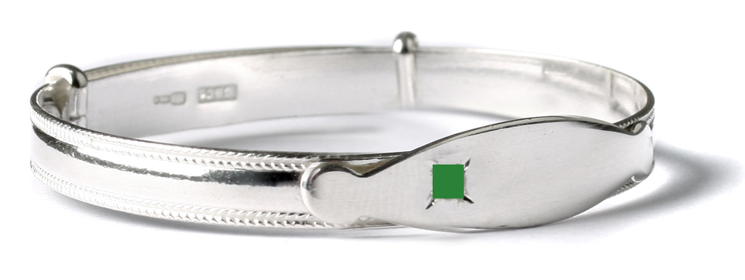 Kids Green Cz Expandable Bangle.