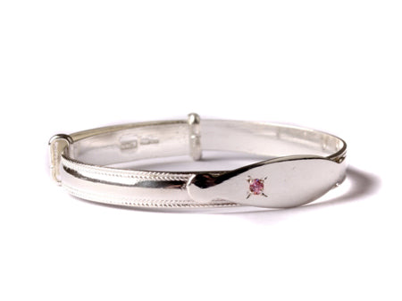 Kids Pink Cz Expandable Bangle.