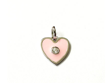 Pink Enamelled Silver Heart Huggies Earring