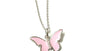 Pink Enamelled Silver Butterfly Pendant Chained