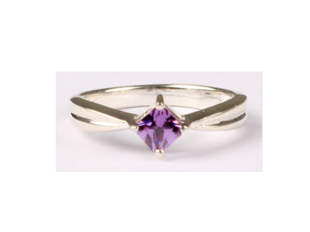 A Kids Amethyst Cz Silver Ring.