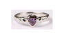 A Kids Amethyst Cz Silver Heart Shaped Ring.