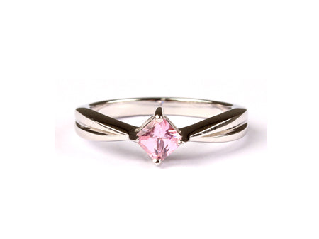 A Kids Pink Cz Silver Ring.