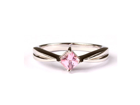 A Kids Pink Cz Silver Ring.