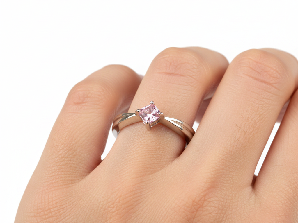 A Kids Pink Cz Silver Ring.