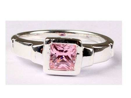 A Kids Pink Cz Silver Ring.