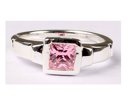 A Kids Pink Cz Silver Ring.