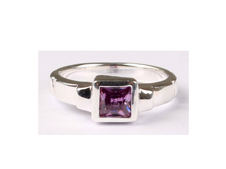 A Kids Amethyst Cz Silver Ring.