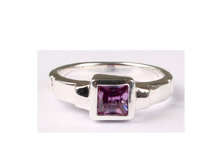 A Kids Amethyst Cz Silver Ring.