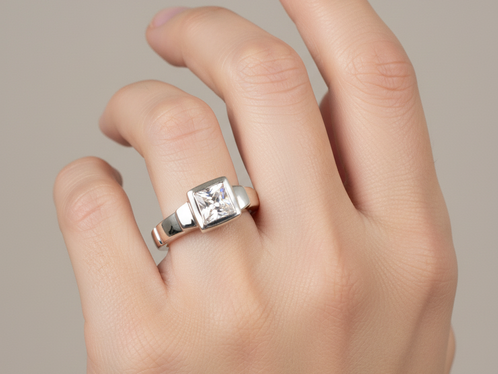 A Kids White Cz Silver Ring.