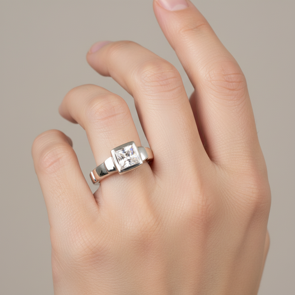 A Kids White Cz Silver Ring.