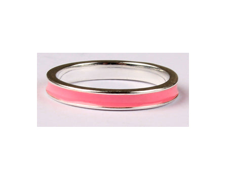 A Kids Pink Enamel Silver Ring.