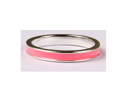A Kids Pink Enamel Silver Ring.