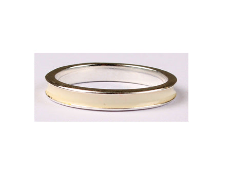 A Kids White Enamel Silver Ring.