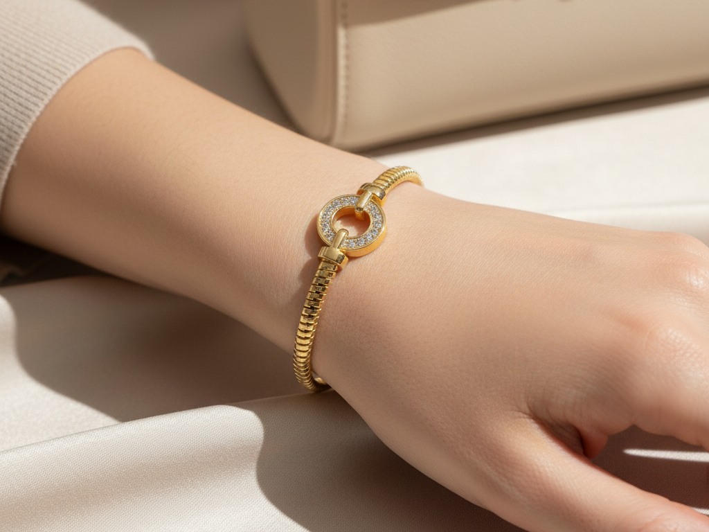 New A Yellow Gold Plated Bangle