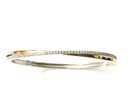 A White Cubic Zirconia Yellow plated Silver 2 Tone Bangle.