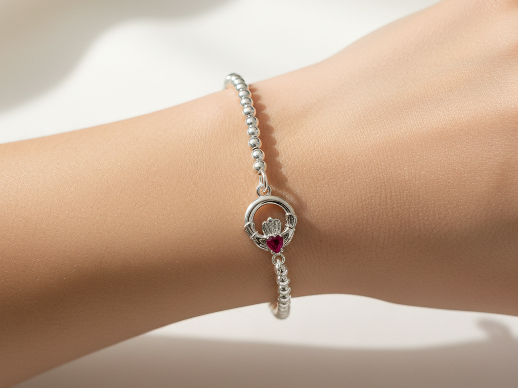Kids Celtic Charm Ruby cz stone Bracelet