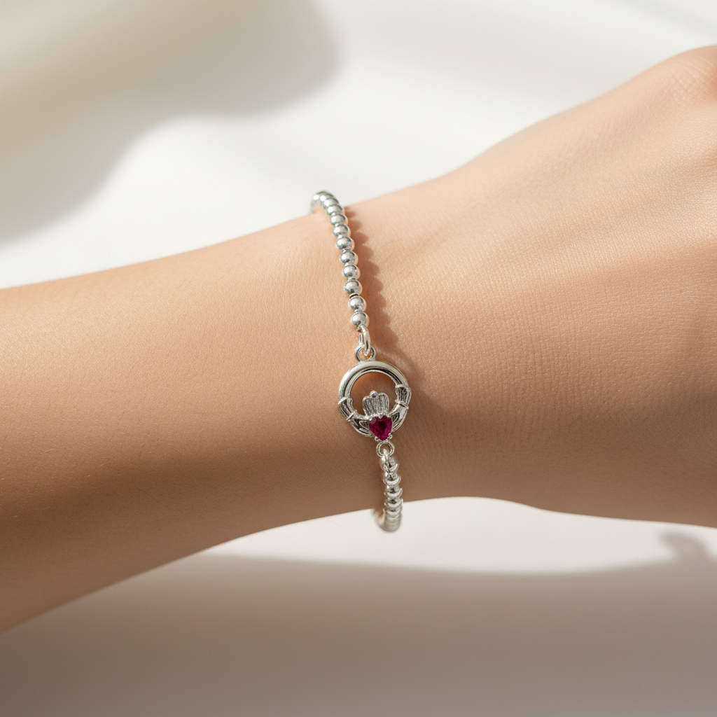 Kids Celtic Charm Ruby cz stone Bracelet