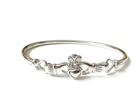 Plain Silver Claddagh Bangle