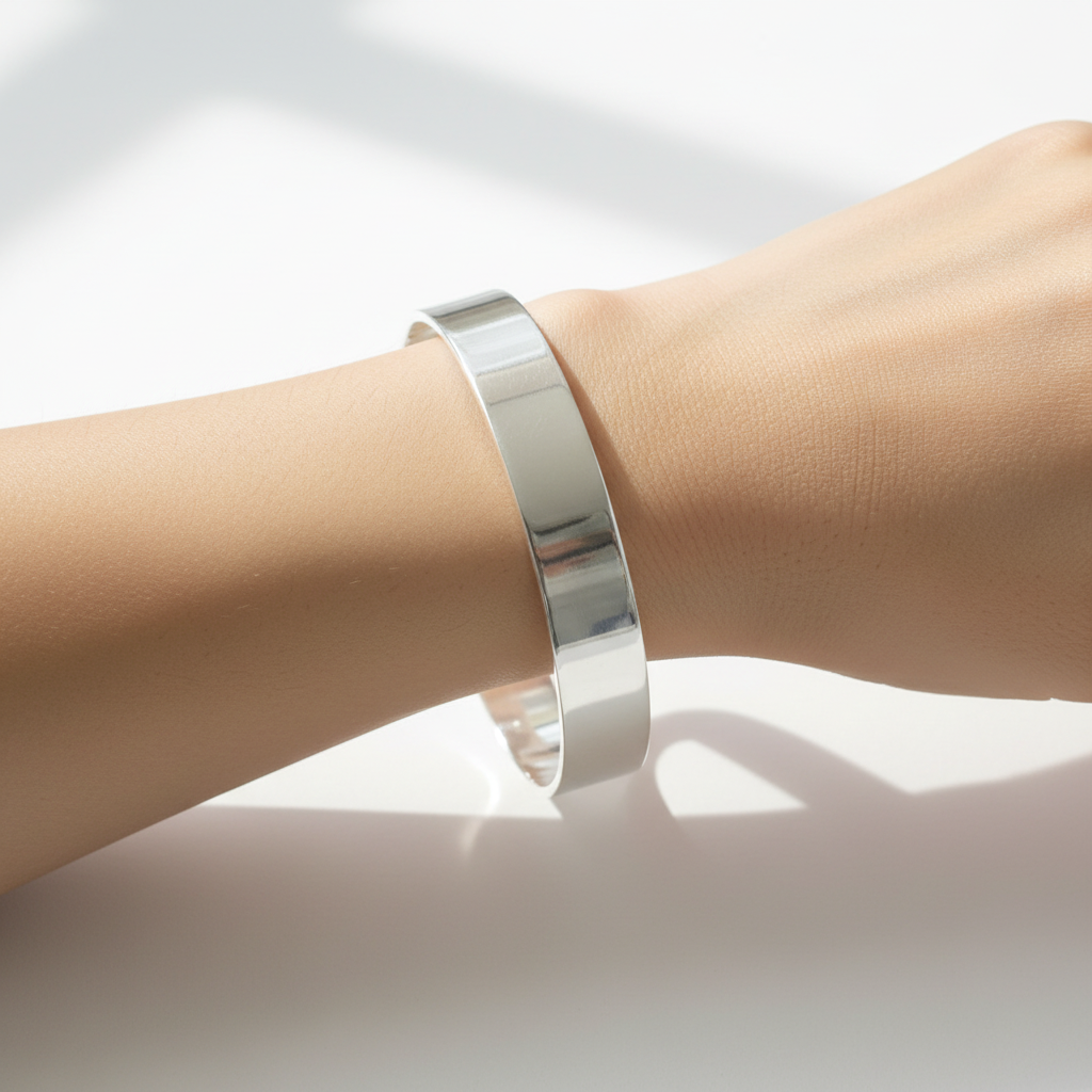 Silver Plain Cuff Bangle