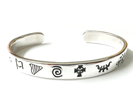 History Of Ireland Cuff Silver Bangle