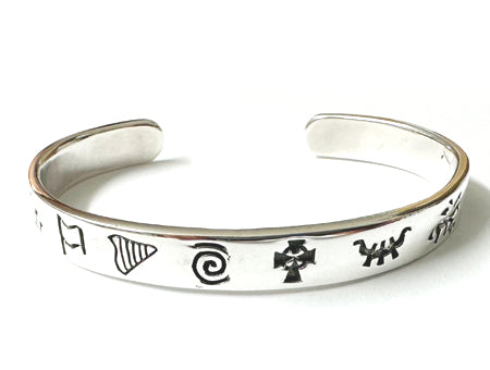 History Of Ireland Cuff Silver Bangle