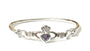 Claddagh Silver Bangle with Amethyst Cubic Zirconia Stone