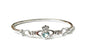 Claddagh Silver Bangle with Aquamarine Cubic Zirconia Stone