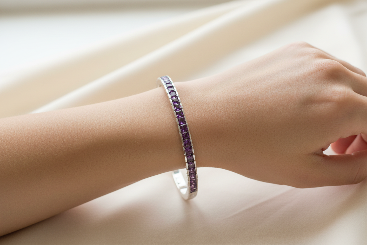 Amethyst Cubic Zirconic  Bangle