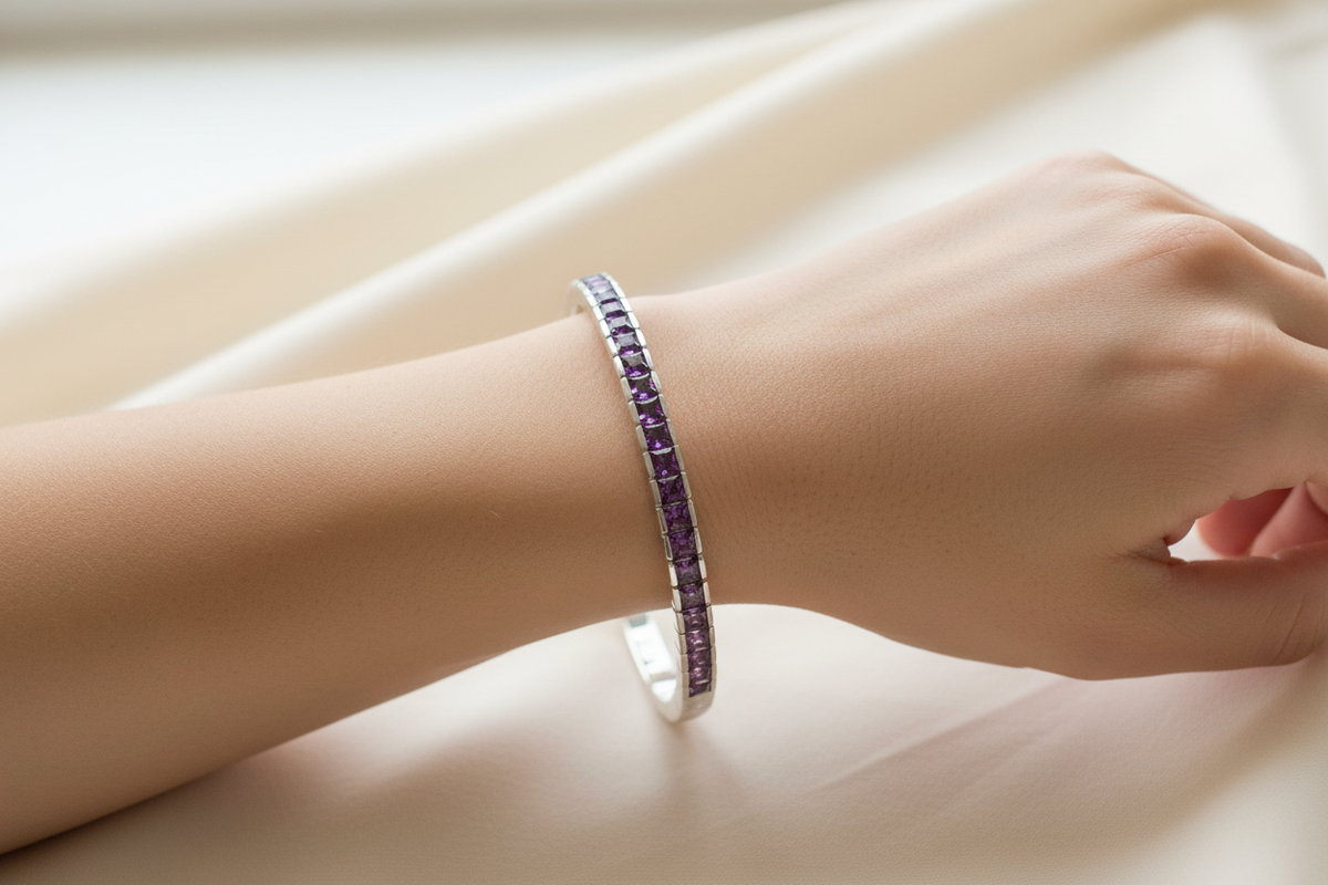 Amethyst Cubic Zirconic  Bangle