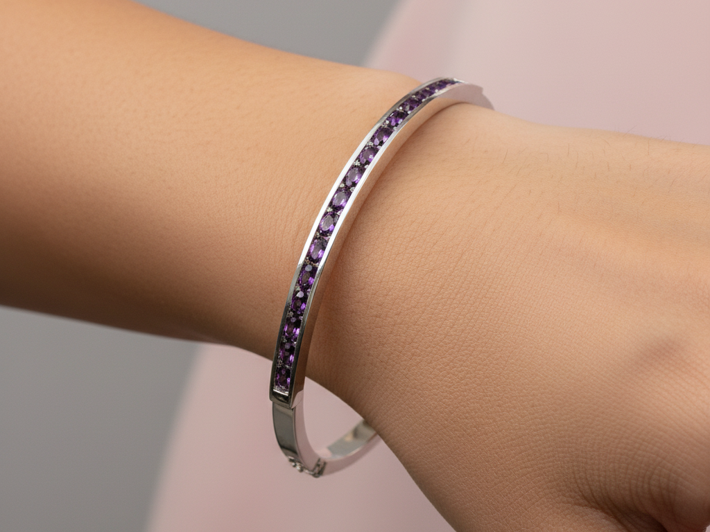 Amethyst Cubic Zirconic  Bangle