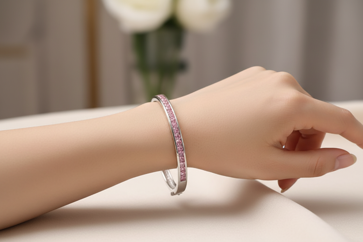 Pink Cubic Zirconia Bangle