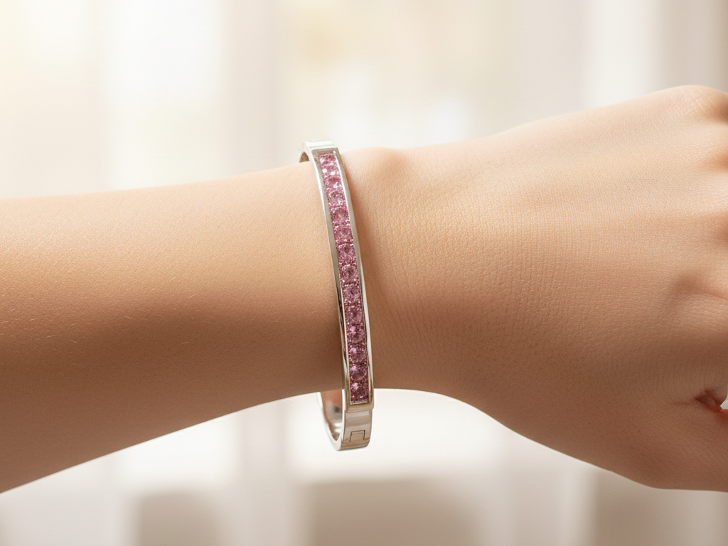Pink Cubic Zirconia Bangle