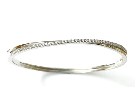 A White Cubic Zirconia Silver Bangle.