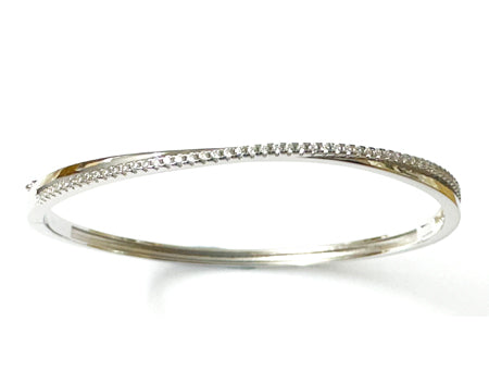 A White Cubic Zirconia Silver Bangle.