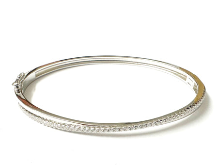 A White Cubic Zirconia Silver Bangle.