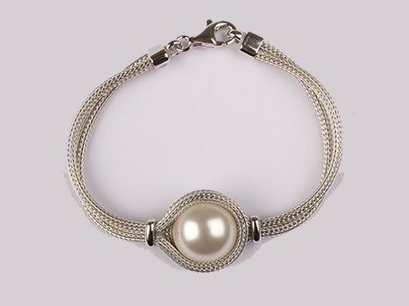A Simply Silver Pearl Bracelet.
