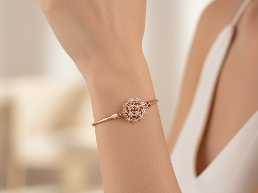 Silver with Rose Gold Plate  Bracelet