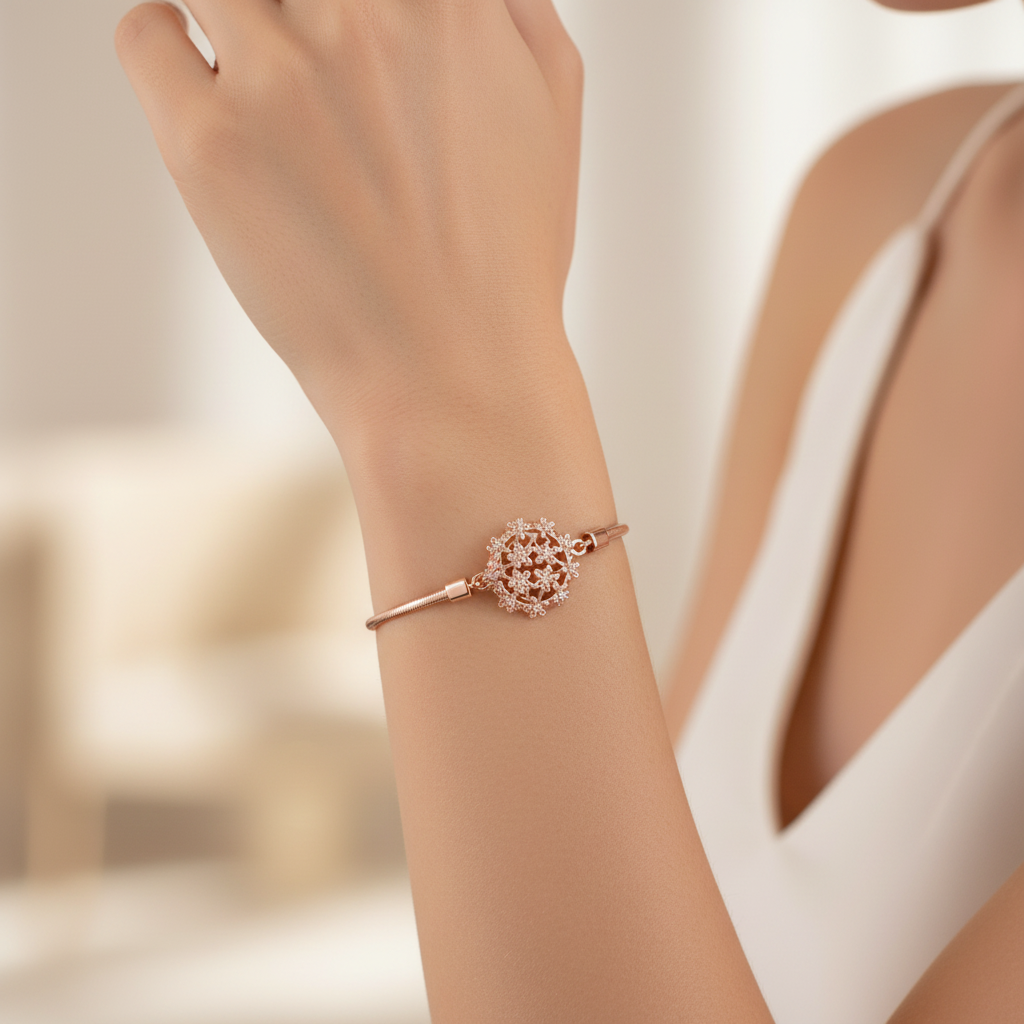 Silver with Rose Gold Plate  Bracelet